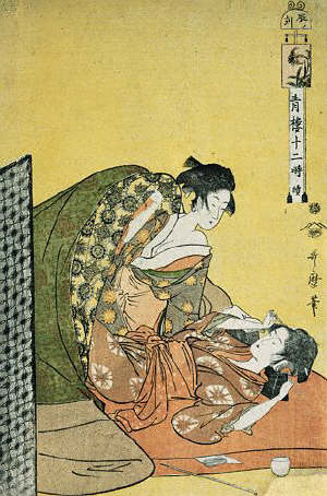 Twelve Hours of the Green Houses by Utamaro