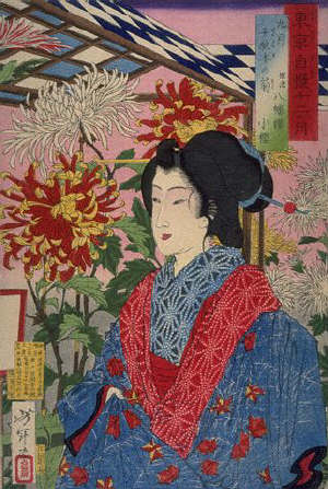 Geisha at a Flower Festival by Yoshitoshi 1880