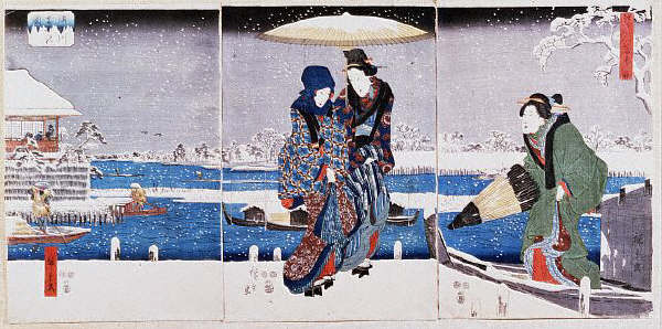 Geisha in the Snow by Hiroshige Utagawa 1847