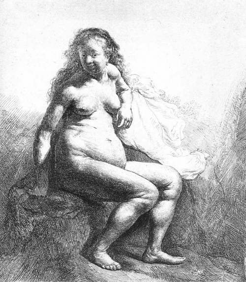 Seated Female Nude by Rembrandt