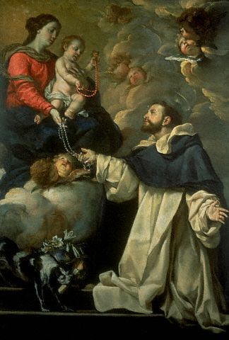 The Virgin Presenting the Rosary to Saint Dominic by Antonio Asisclo Palomino de Castro y Velasco