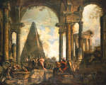 A Capriccio of the Ruins of Rome by the School of Giovanni Paolo Panini ca. 1700