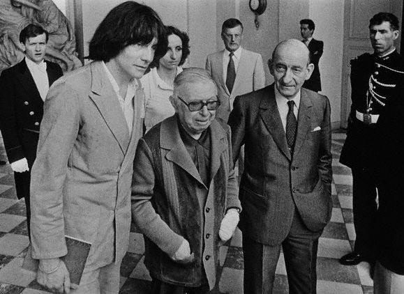 Jean-Paul Sartre, Andre Glucksmann and Raymond Aron attend Un Bateau pour le Vietnam Conference