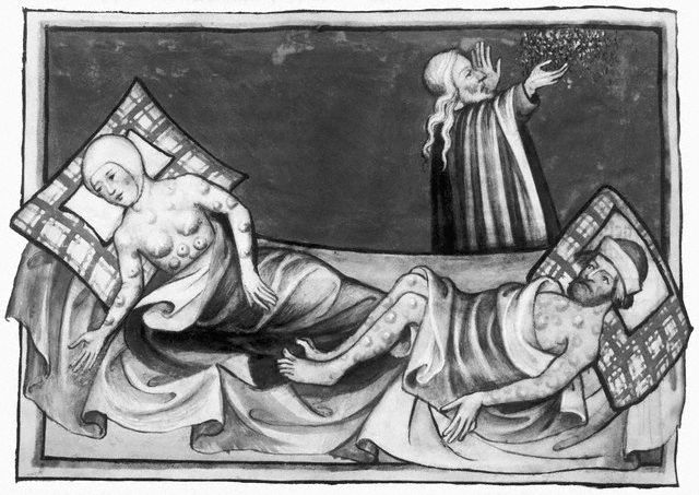 Victims of Bubonic Plague from the Toggenberg Bible 15th century