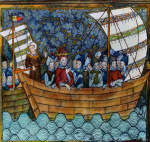 13th-Century Miniature Painting of Crusaders Crossing the Bosporus
