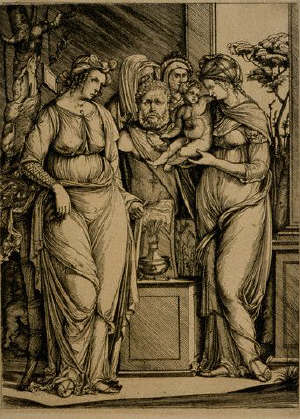 Sacrifice to Priapus by Jacopo de' Barbari, Master of the Caduceus 15th c