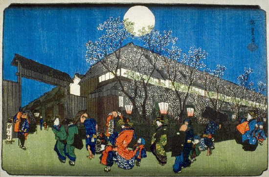 Cherry Trees in the Yoshiwara at Night by Hiroshige Utagawa 1830
