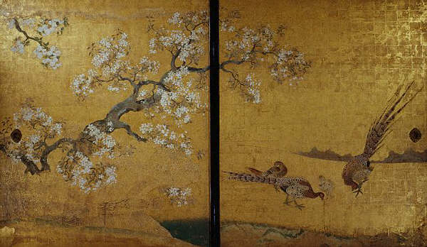 Cherry Blossoms and Pheasants by Kano Sadanobu 17th c