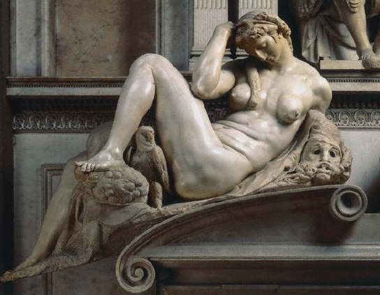 Detail of Night from the Tomb of Giuliano de' Medici by Michelangelo Buonarroti