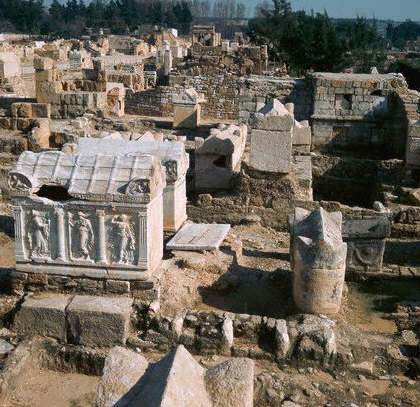 Roman Ruins and Sarcophagi of Ancient Tyre. Lebanon