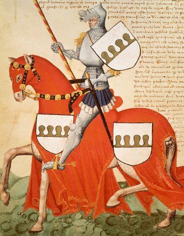 Fifteenth Century Manuscript Illumination of a Knight in Armor From the Codex Capodilista