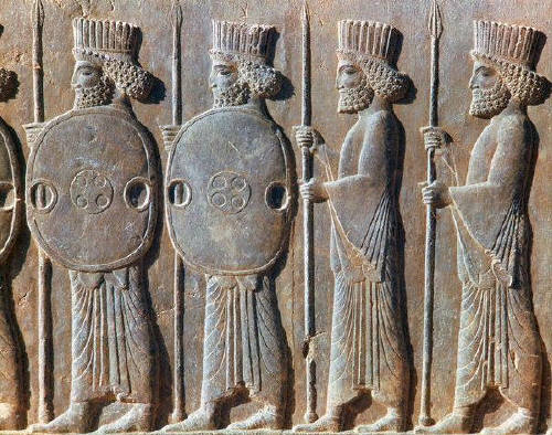 Bas-Relief Depicting Persian Guards with Spears and Shields 5th B.C.