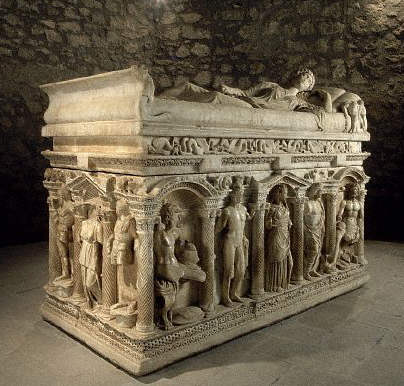 Marble Sarcophagus with Figure of Young Girl and Other Reliefs 1st c