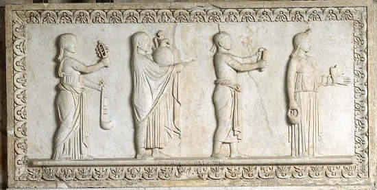 Roman Sarcophagus Panel Depicting a Procession of Offerings