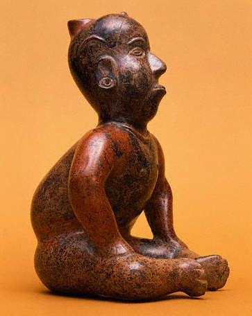 Native Central American Sculpture of a Seated Hunchback Shaman