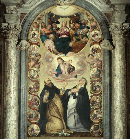 Rosary Madonna Altarpiece by Gaspare Narvesa 1617