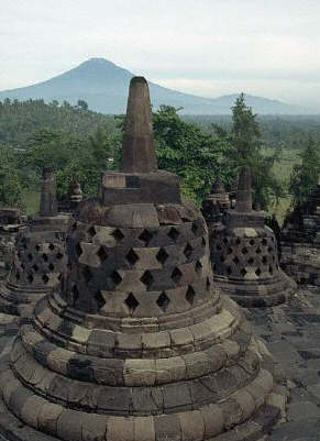A stupa, or domed-shaped Buddhist monument