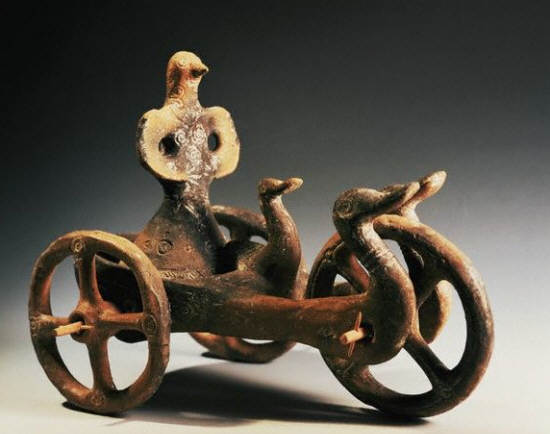 Idol and Cart decorated with Swans.