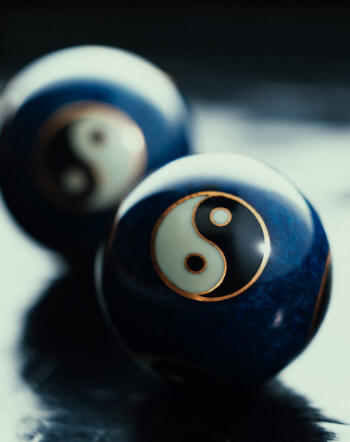 Two Balls with Yin and Yang Symbol