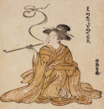 Lady Smoking Edo Period Egoyomi 18th century