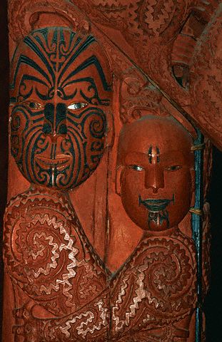 Maori Sculpture of an Embracing Couple