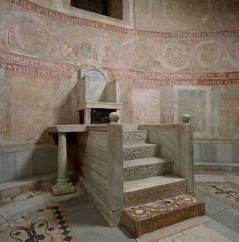 9th Century Italian Bishop's Throne with Carved Relief Steps 820-830