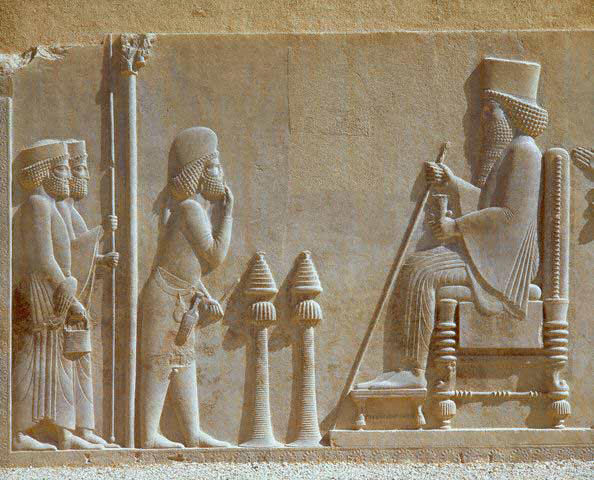 Wall Relief Depicting A Mede Officer with Two Persian Guards Before King Darius the Great 5th  BC