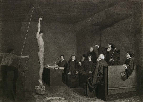 Inquisition torture of man who was accused of being a heretic