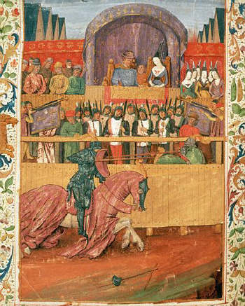 French Renaissance Manuscript Illumination of A Tournament 15th 