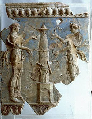 Apollo and Artemis Decorating A Sacred Pillar