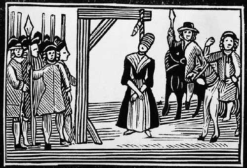 Picture shows a witch hanging in England in 17th Century