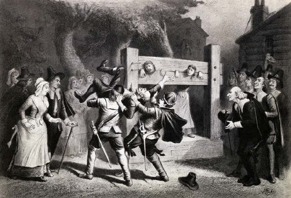 Punishing the witch. Lithograph by George H. Walker
