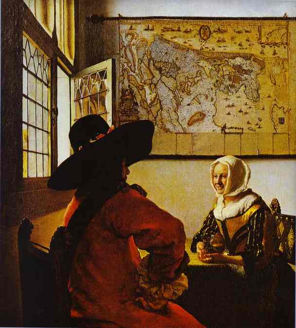 Jan Vermeer. Soldier and a Laughing Girl. c.1658