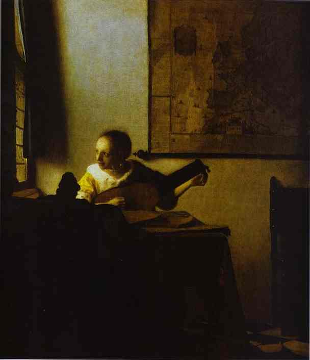 Jan Vermeer. Woman Playing a Lute near a Window. c.1664