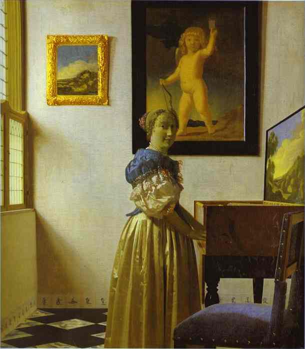  Jan Vermeer. Lady Standing at a Virginal. c.1673-1675
