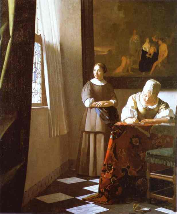 Jan Vermeer. Lady Writing a Letter with Her Maid. c.1670