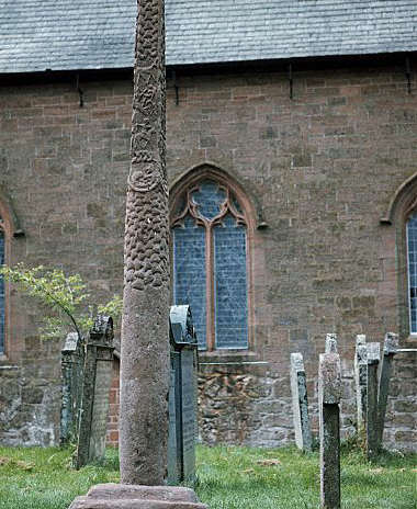 Gosforth Cross. Its carvings show various scenes from Viking mythology, including Vidar attacking the Fenrir wolf, and Thunor fighting the World Serpent