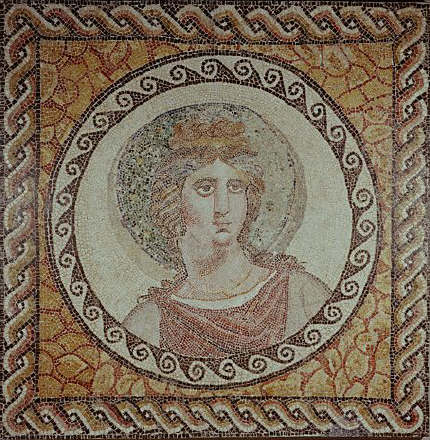 Mosaic of Diana found at the Oceanus Baths on the floor below the mosaic of Neptune, Libya 1st A.D.