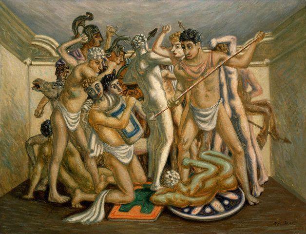 Gladiators, The Battle by Giorgio de Chirico 1928