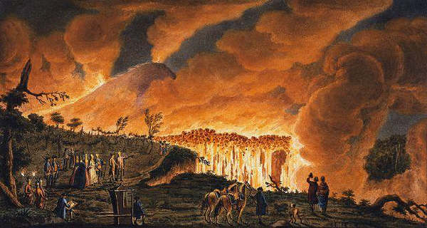 Lava Flows from Vesuvius towards Resina on May 11, 1771 by Pietro Fabris