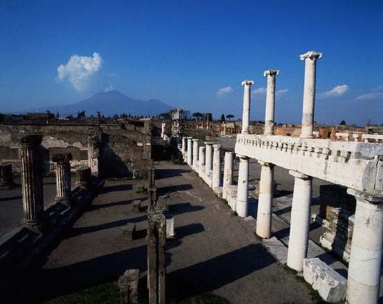 Forum of Pompeii Against Mount Vesuvius