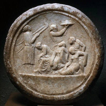 Hellenistic Greek Votive Sculpture with Dionysiac Ceremony 4th c B.C.