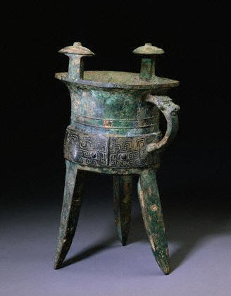 bronze tripod wine vessel, Shang dynasty