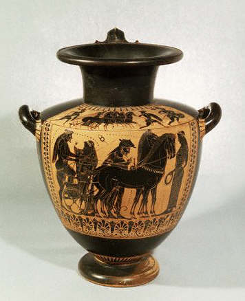 Attic Greek Hydria with Chariot Scene