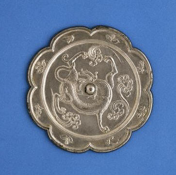 Silvered Bronze Lobed Mirror, Tang Dynasty