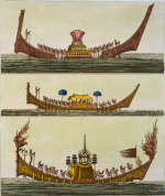Indochinese Ships From a Travel Book by Giulio Ferrario