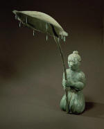 Western Han Dynasty Sculpture of Man Holding Umbrella